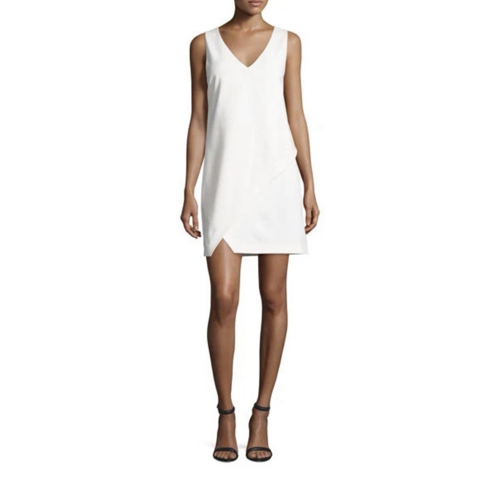 Diane Von Furstenberg Jenn‎ White Cream V-Neck Crossover Shift Dress Size 14